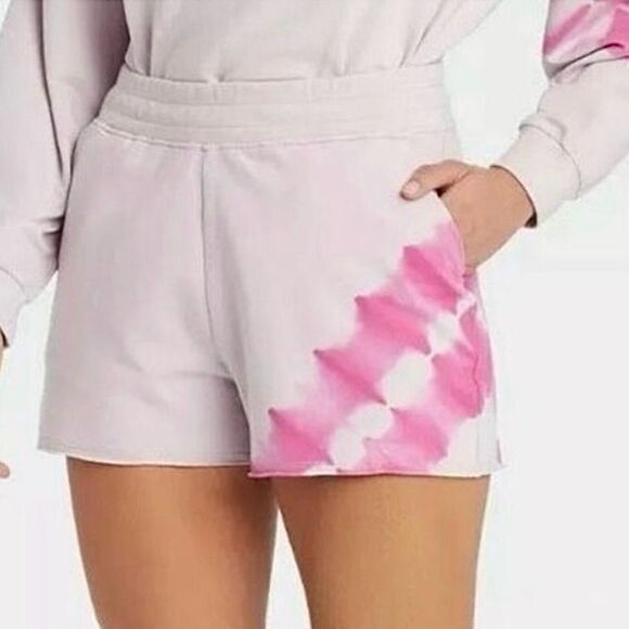 JoyLab Pink Tie Dye French Knit Shorts Sz L - Picture 1 of 11